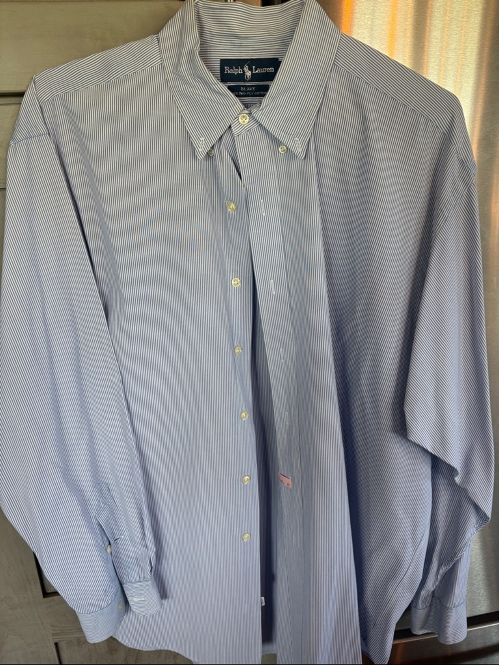 Ralph Lauren Blue Pinstripe Men's Dress Shirt xl